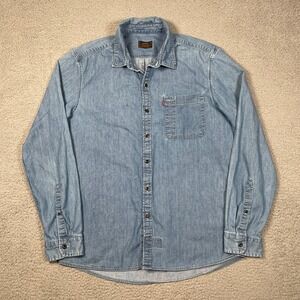 Levis Denim Shirt Mens M Blue Skateboarding Collection Button Up Grunge Pocket